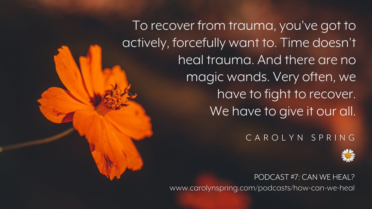 It is an insult to the extent of our suffering and #trauma to suggest that recovery is easy. It's not. It's the hardest thing we'll ever do. It requires all our strength and all our courage.

Listen to my podcast #7 'Can we heal?': carolynspring.com/podcasts/how-c…

#TherapistsConnect
