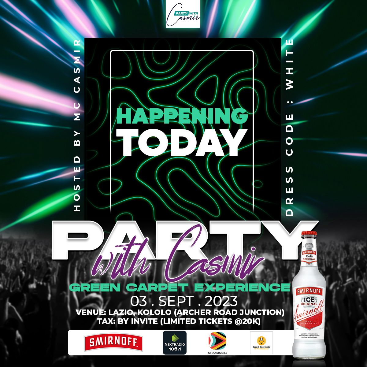 It's happening today tonight lero.... #partywithcasmir  at Lazio bar and restaurant Kololo   . See you all today in white.......