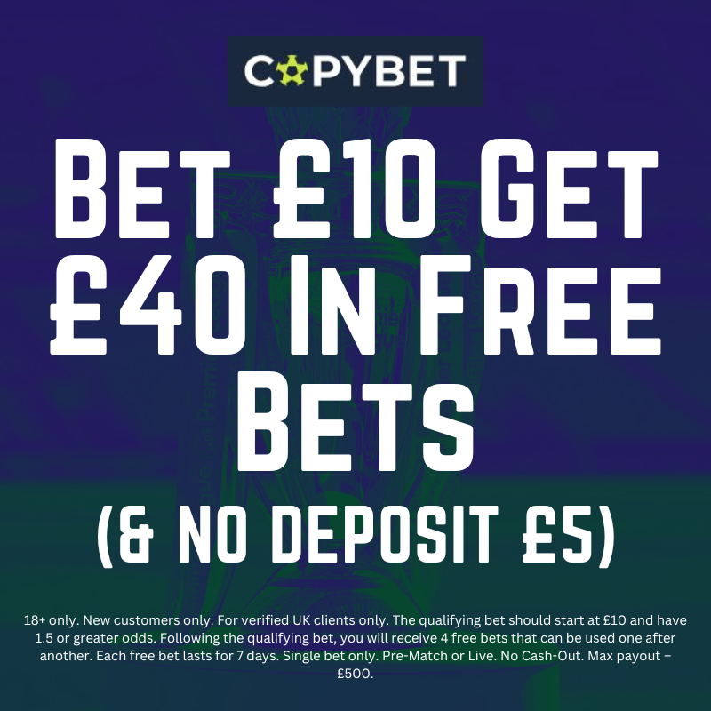 thatsagoal's tweet photo. 🎁COPYBET'S £40 SIGN-UP OFFER🎁

1⃣Join CopyBet > https://t.co/Fj5Ke6m5nb

2⃣Bet £10 on today's Europa League

3⃣Get £40 in Premier League free bets

🌟PLUS a no deposit £5 free bet!🌟
  
CLAIM > https://t.co/Fj5Ke6m5nb  

(T&amp;Cs apply. 18+. New customers only. Begambleaware. Ad) https://t.co/VhGIRmPNL1