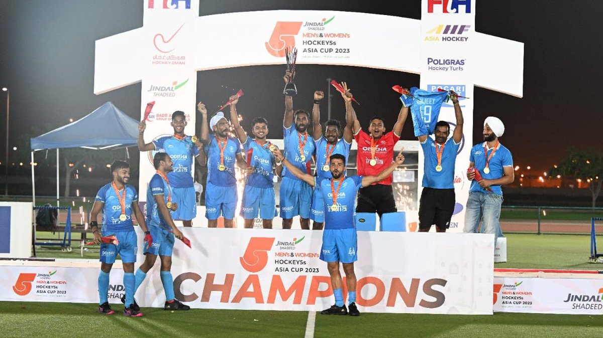 myogiadityanath's tweet photo. Congratulations to Team India, the Men's Hockey5s Asia Cup champions!

A remarkable comeback victory against arch-rivals Pakistan, showcasing the incredible grit and passion of our talented players.

My Best wishes for the Hockey5s World Cup in Oman! https://t.co/nq81v7sUkR