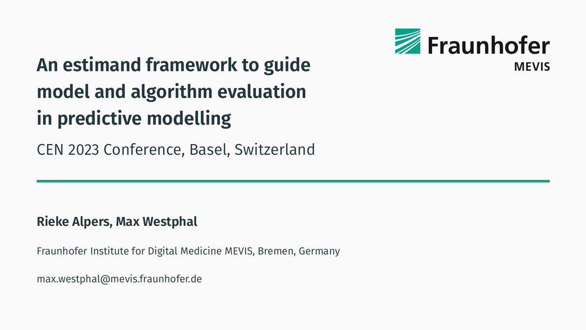 FraunhoferMEVIS's tweet photo. Model and #Algorithm Evaluation in Supervised #MachineLearning: Learn more in our short course today 14:00 at CEN2023, room U1.101. https://t.co/5rMN6eVJK7 #PredictiveModeling #ModelEvaluation #AppliedStatistics https://t.co/i8gB6JIfPs