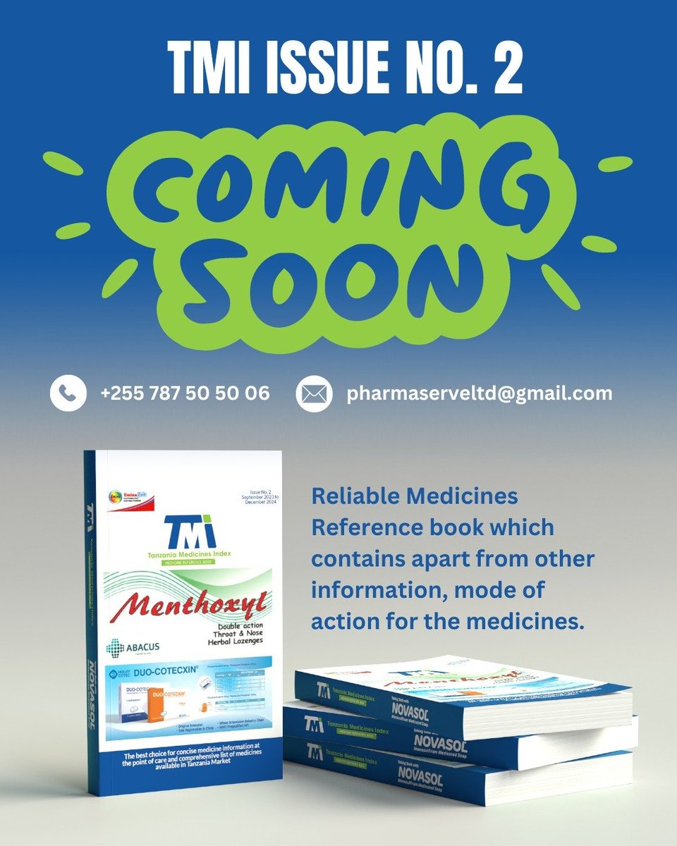 Ashrafkilande's tweet photo. 📚 It's here! "Tanzania Medicine Index Issue 02" 🌟
🌍 Explore healthcare excellence, latest updates, and trusted resources in Tanzania.
🔍 Unlock Tanzania's medicine world - Stay informed, stay empowered. 💪
🚀 Launch date coming soon! #MedicineIndex #Issue02 📘💊🌿 https://t.co/bpUtFOM6YT