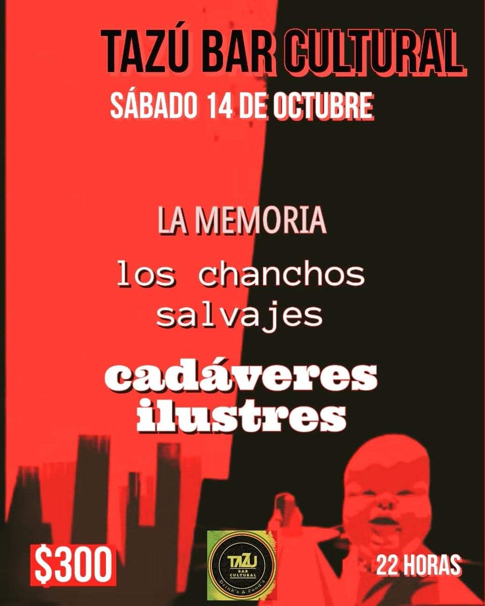 lamemoriabanda's tweet photo. Sábado 14 #octubre #EnVivo
La Memoria
Los Chanchos Salvajes
Cadáveres Ilustres

@lamemoriapostpunk 
@loschasal 
@cadaveres86 https://t.co/JB5SHEXHcV