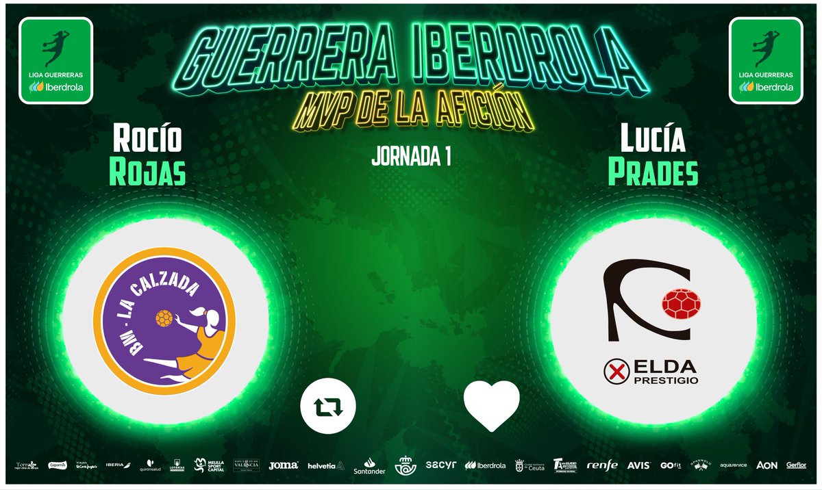 Liga Guerreras Iberdrola (@iberdroladhf) on Twitter photo ⭐️#GuerreraIberdrola - Jornada 1
🆚 <a href="/CBLaCalzada/">Club Balonmano MotiveMarket.com La Calzada</a> : <a href="/elda_prestigio/">CBF ELDA PRESTIGIO</a>
♻️ RT: <a href="/RocioR_7/">Rocio Rojas Asensio</a>
❤️ Me gusta: Lucía Prades ⭐️#GuerreraIberdrola - Jornada 1
🆚 <a href="/CBLaCalzada/">Club Balonmano MotiveMarket.com La Calzada</a> : <a href="/elda_prestigio/">CBF ELDA PRESTIGIO</a>
♻️ RT: <a href="/RocioR_7/">Rocio Rojas Asensio</a>
❤️ Me gusta: Lucía Prades