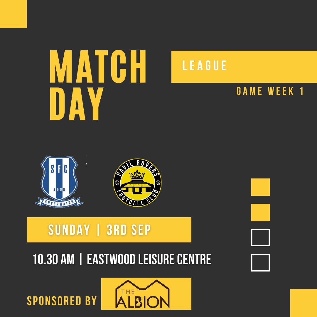 PavilRoversFC's tweet photo. MATCH DAY ⚽️
Sheerwater FC vs Pavil Rovers FC  
⏰| 10:30 
🏆| League
📅| Game week 1

Our season kicks off today against a good opponent. We're all buzzing!

#Football #SundayFootball #grassrootsfootball #PVRFC #AldershotandCamberleyDistrict https://t.co/ESuubggXmg