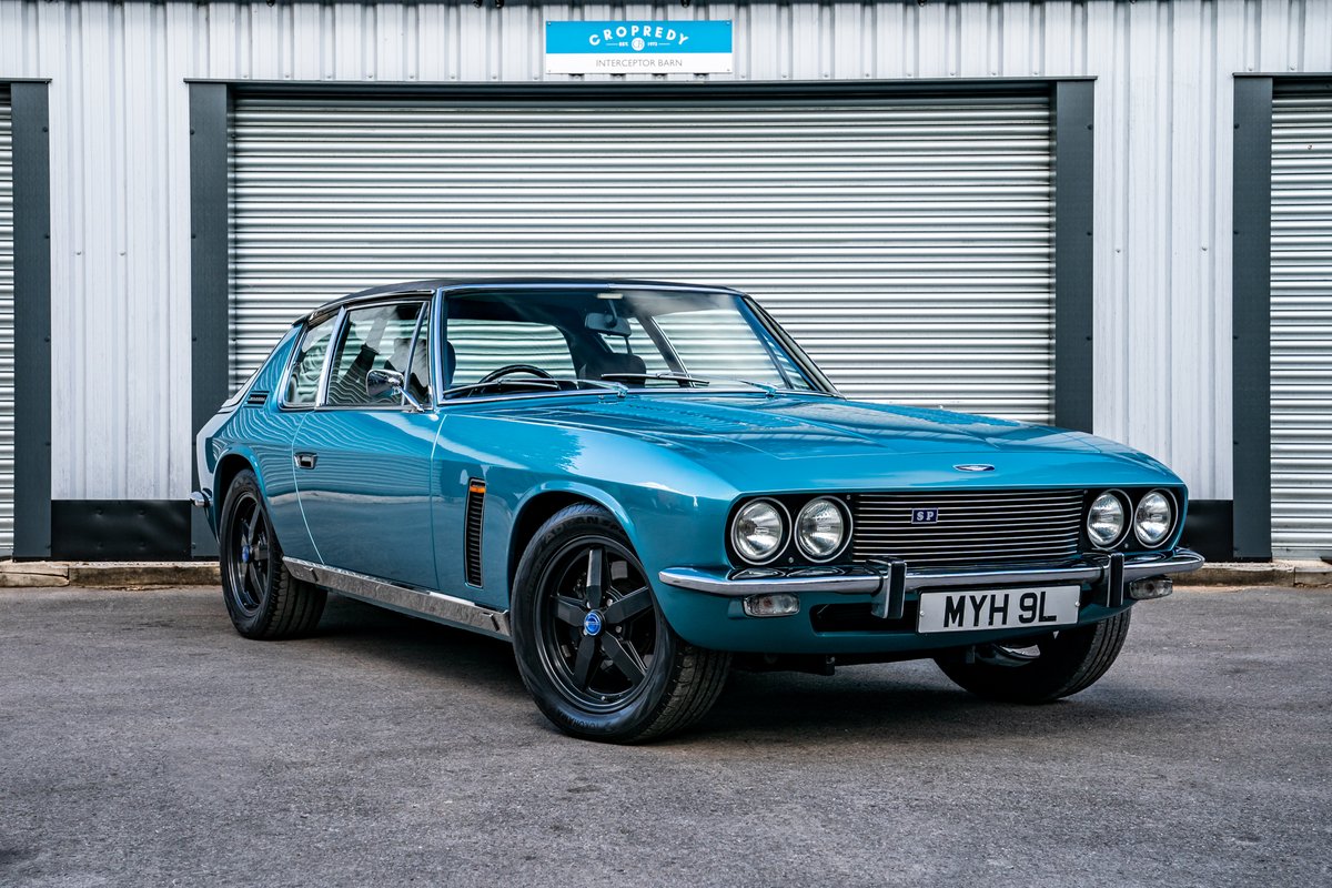 CropredyBridge's tweet photo. Unveiling a masterpiece of restoration! Check out this stunning Jensen SP (chassis 131/8057). It's been reborn with a fresh Reef Blue coat, a rebuilt engine, and more. Vintage charm meets modern reliability! #ClassicCar #JensenSP #Restoration https://t.co/3vvLkCeiBl