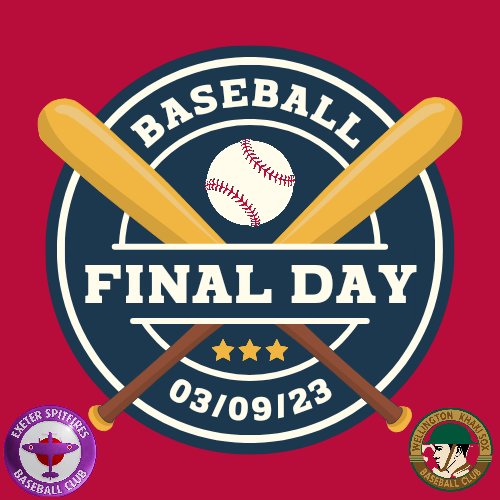 ExeterSpitfires's tweet photo. ITS GAME DAY!
follow our Facebook page for inning by inning updates from Owen and Charlotte!
#Exeter #baseballuk #finalday #wbl https://t.co/mou3S8y4Zc