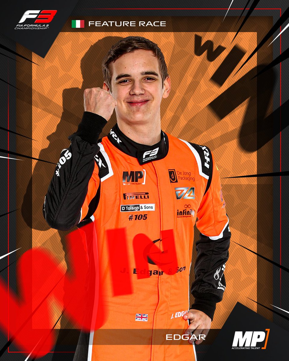 Formula3's tweet photo. EDGAR GETS IT DONE!!  🏆💪

It's a maiden win for the Brit, a double at Monza for @OfficialMPteam, and a stunning way to bring down the curtain on 2023 🏁

#ItalianGP #F3 https://t.co/oOh2NNh9A0