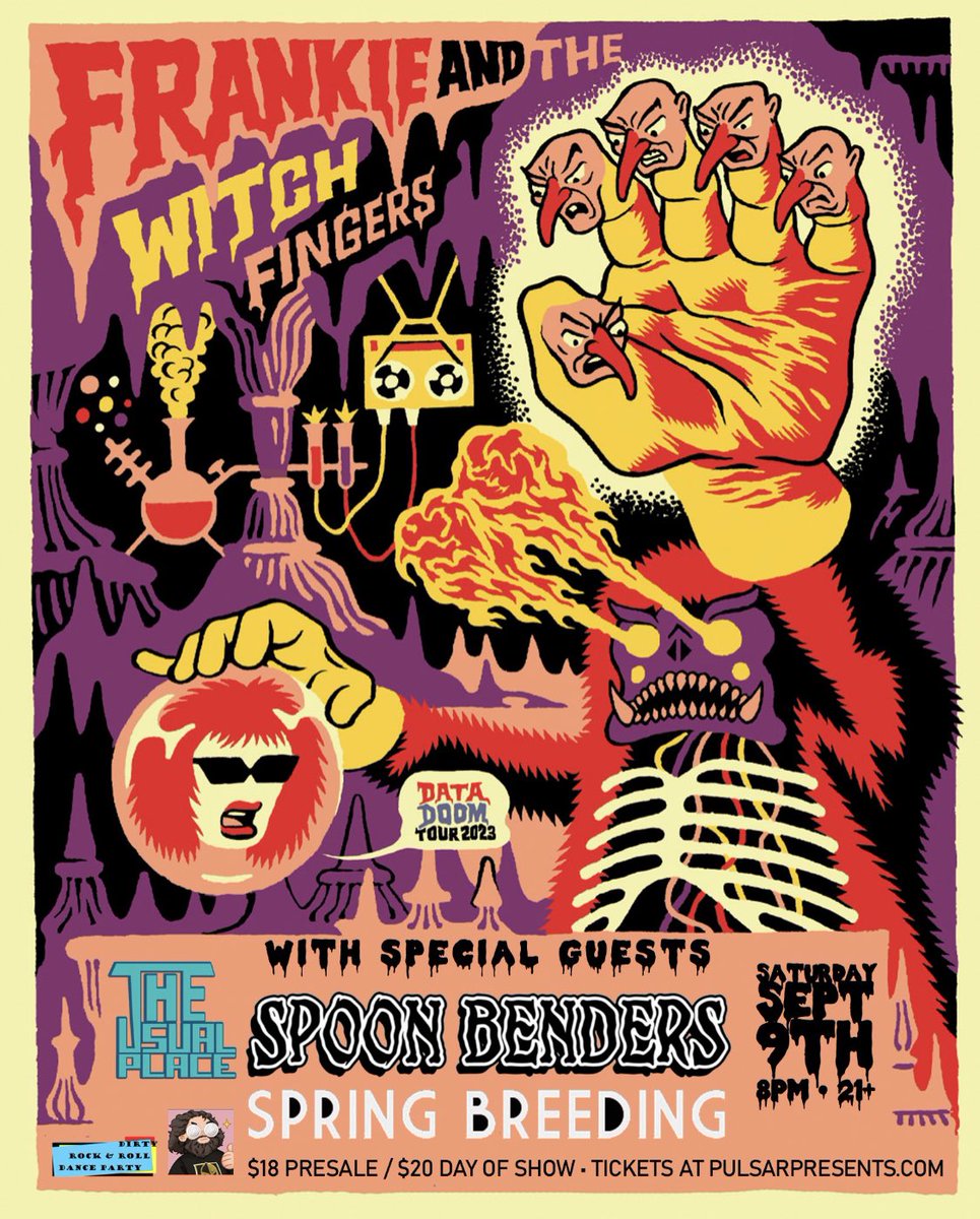 PulsarSmash702's tweet photo. π¨ ONE WEEK AWAY! π¨
Dont miss FRANKIE AND THE WITCH FINGERS Saturday September 9th at The Usual Place in Las Vegas with special guests Spoon Benders!
Tix on Eventbrite!
https://t.co/GR3YN3pUDY
#frankieandthewitchfingers #psychrock #heavypsych #vegas #psychpunk #livemusic https://t.co/uvZc7ehZEV