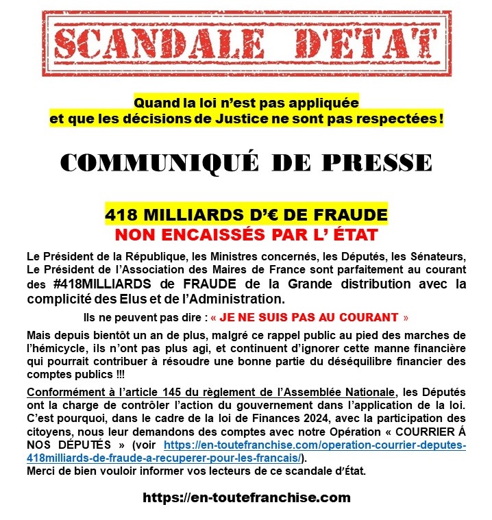 DIOTclaude60339's tweet photo. @MichelFlori 418milliards de fraudes à cause des énarques qui manipulent les lois, et que les députés ne veulent pas contrôler, pour plus d'information merci de me contacter 
claudediot@sfr.fr https://t.co/8jz6VaZWz7