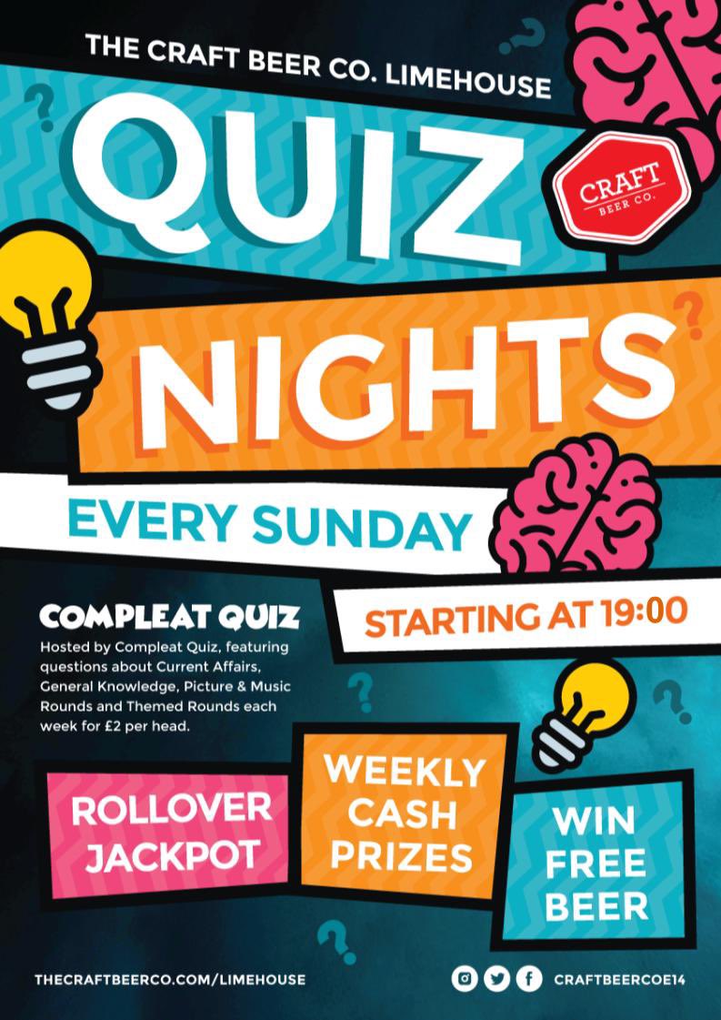 worldwidemark's tweet photo. What a lovely day for a pub quiz and some craft beer!

So get along to he Craft Beer Co. #Limehouse from 7! 

Win beer and a CASH JACKPOT!

BOOK here https://t.co/OeAJMUax1w

#e14 #beer #craftbeer @craftbeercoE14 https://t.co/EJ4sBBHFCS