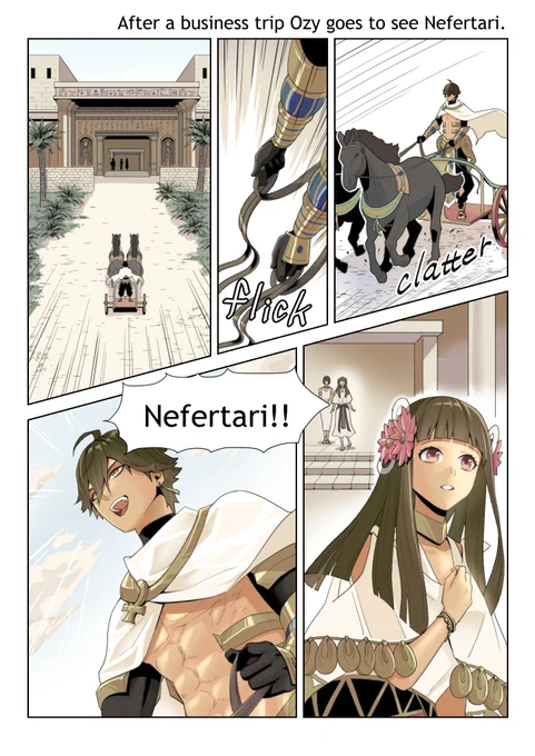 After a business trip Ozy goes to see Nefertari.#漫画 #Fate/GrandOrder #FGO #オジマンディアス #Ozymandias #ネフェルタリ(Fate) #オジネフェ (1/1) 