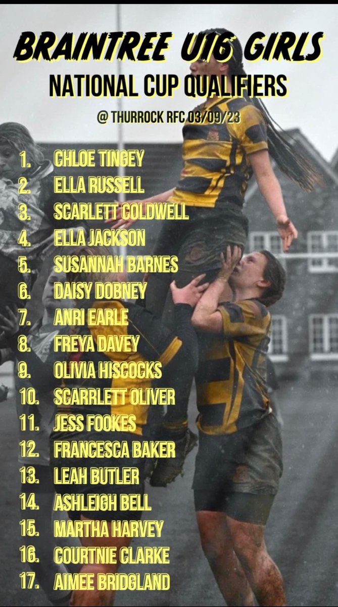 Good luck to <a href="/BraintreeRUFC/">Braintree RUFC</a> Warriors u16s in their National Cup qualifier today <a href="/thurrockrfc/">Thurrock RFC</a> we will be rooting for you 💪🟠⚫️🟠⚫️