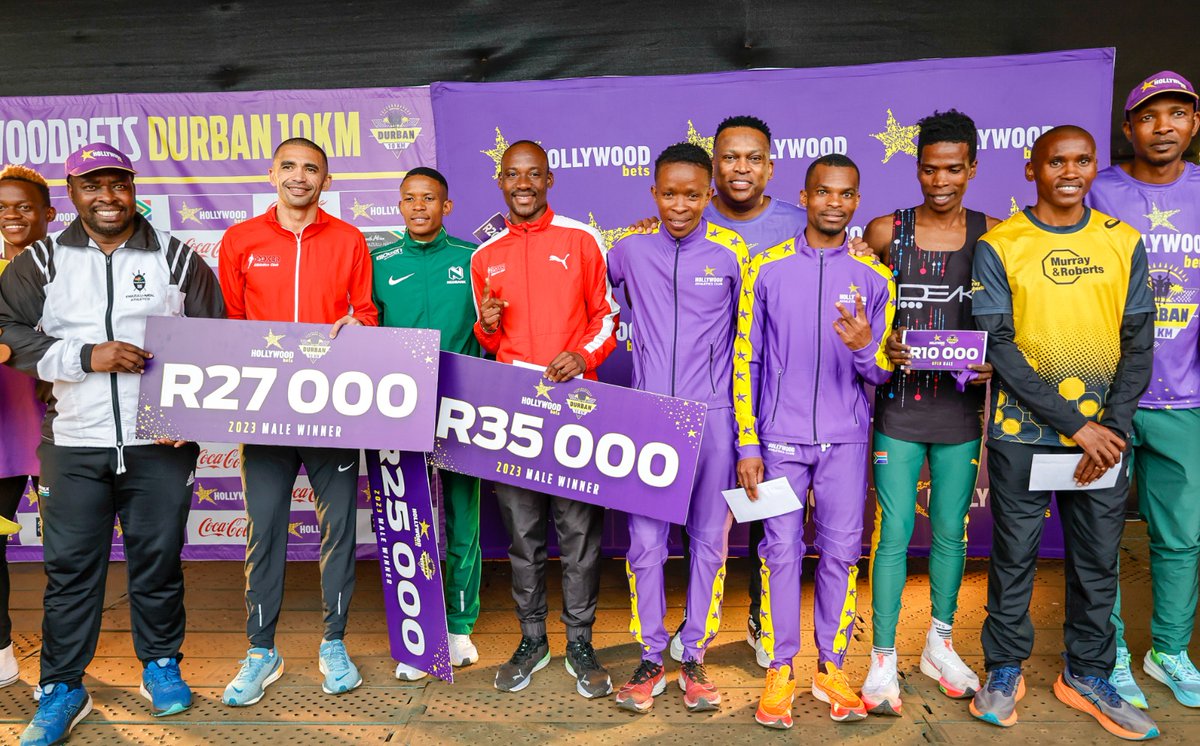 🏆🎉 A thunderous applause for our remarkable Hollywoodbets Durban 10km top 10 race winners who sprinted, dashed, and conquered their way to victory! 🏁🌟

#HollywoodbetsDurban10km #HWB10km #Asigijime