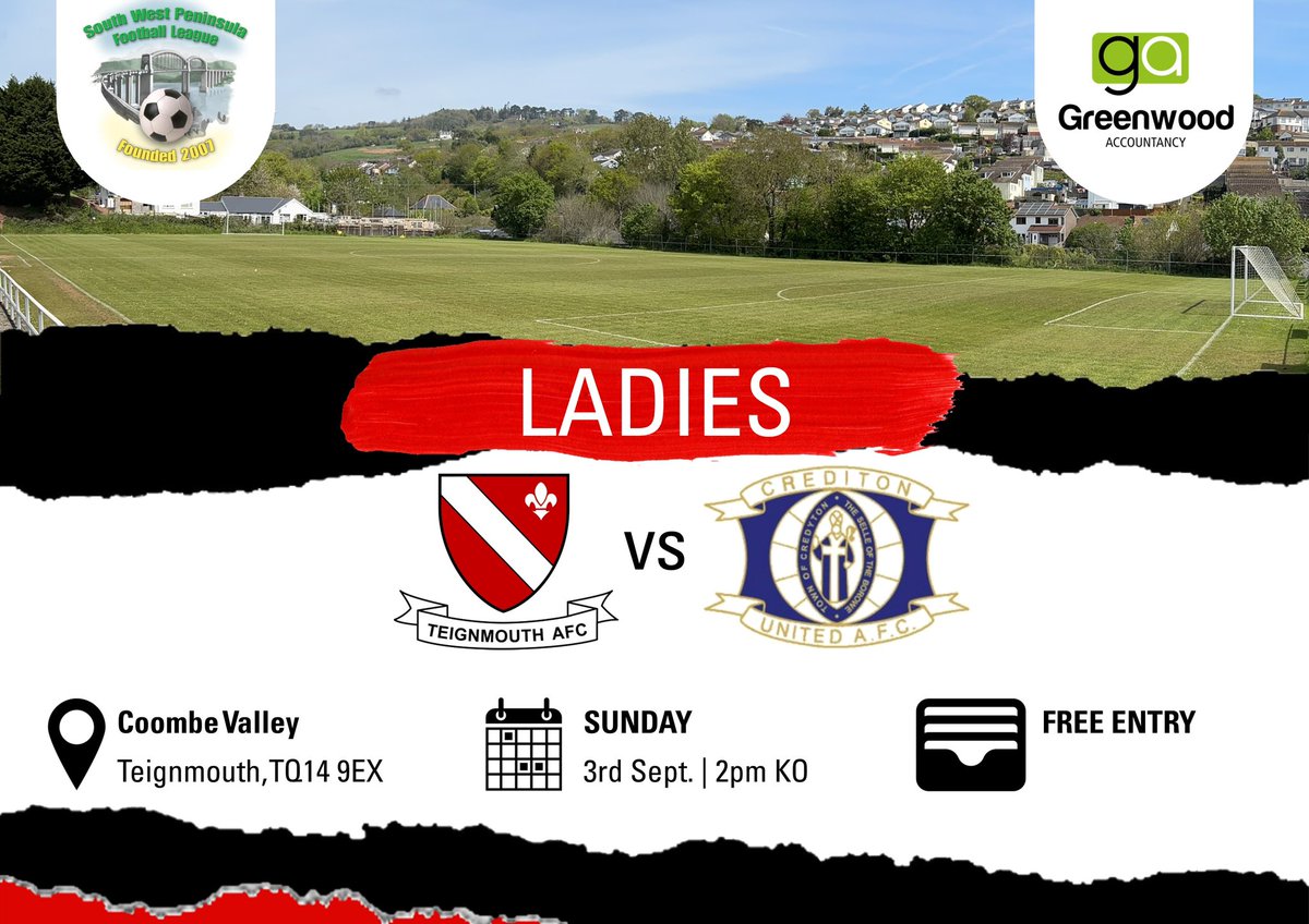 TeignsFC's tweet photo. After a great Saturday at Coombe Valley, today it’s the turn of the Ladies to start their league campaign as the new Devon Women’s Football Premier League gets underway.

Be great to see a good crowd at the Valley to see the Ladies kick off the season against @CreditonLadies https://t.co/Tyq3sQ1edi