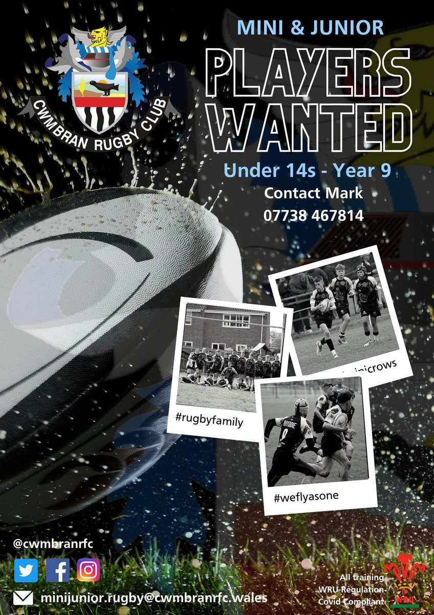 <a href="/Croesype/">Croesype</a> <a href="/CRedmanRugbyHub/">Callum Redman</a> Cwmbran RFC u16’s and U14’s looking for players for the new season. Come along and join a great club