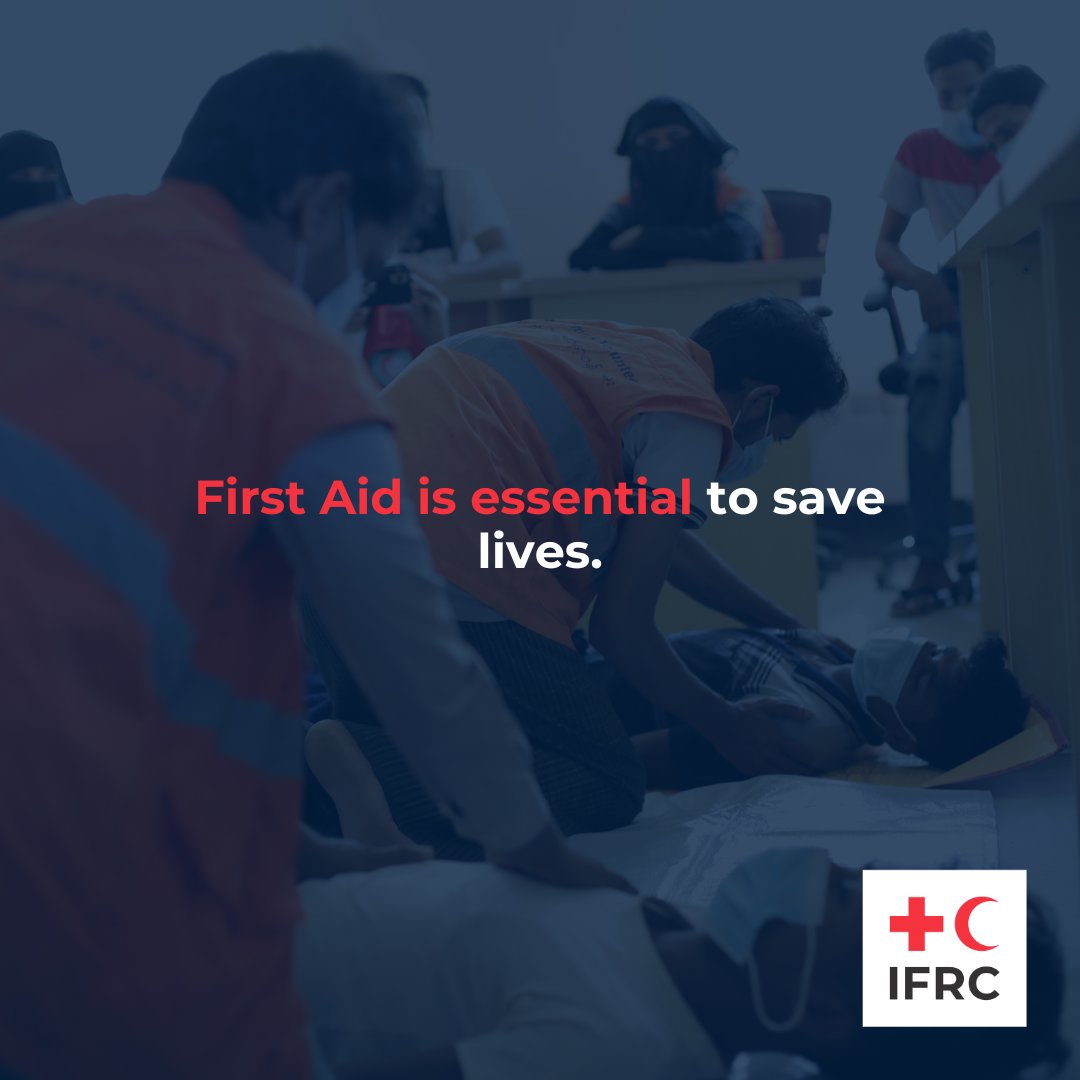 ifrc's tweet photo. World First Aid Day is just around the corner. ⛑️

Let's remember that learning first aid is essential to save lives. ❤️

#FirstAid https://t.co/mEz2XN6jpe