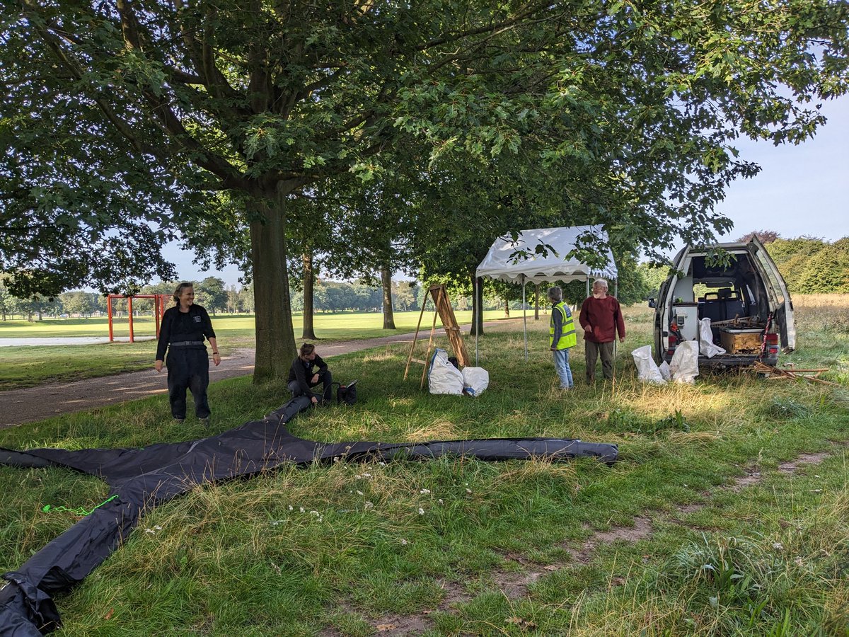 Setting up for Scything Day here in North Park Meadow with @NorfolkWT and scything guru Richard Brown. Meadow info, scything and family activities. FREE, 10am to 3pm today in #eatonpark @NorfolkNats @bandmasta @enjoynorwich @VisitNorwich