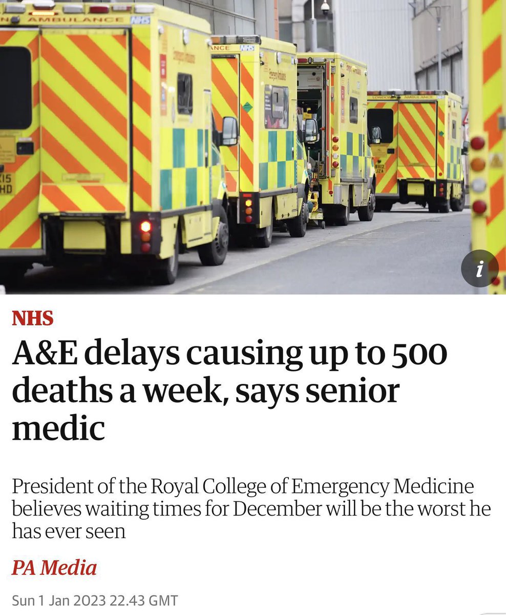 AndrewMeyerson's tweet photo. Dear 🇬🇧,

An estimated 17,500 people have now died this year from preventable A&amp;E/ambulance delays, here in the 6th wealthiest country on earth. 17,500 people. Dead. Due to govt neglect of the NHS. Wake up. Your family isn't safe in #ToryBritain.

#SOSNHS https://t.co/gC0iwQxafy