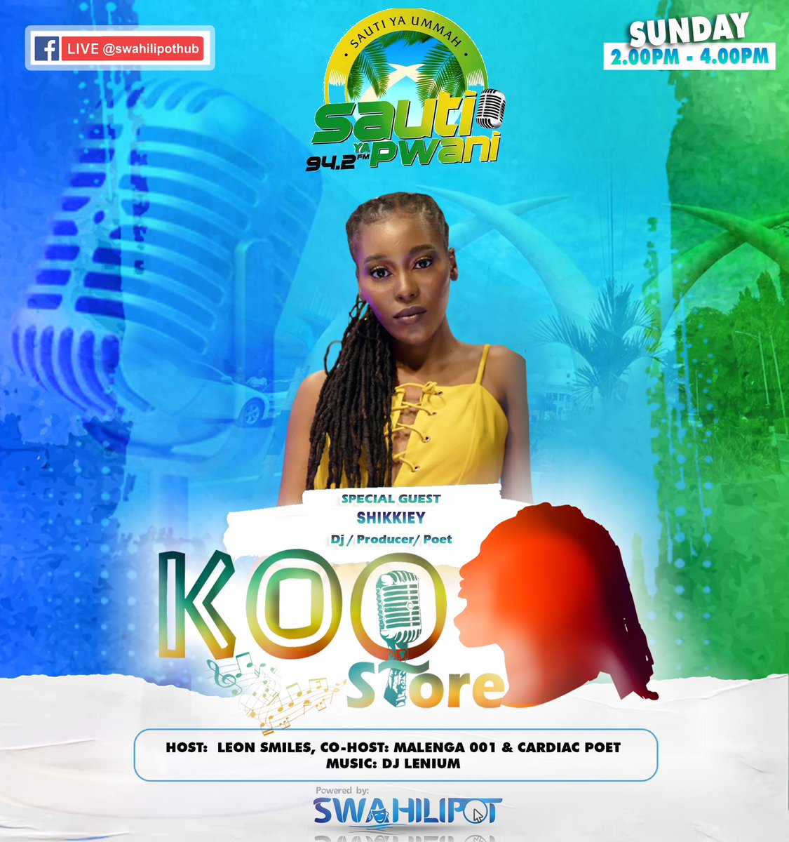 swahilipothub's tweet photo. Join us on #KooStore @sautiyapwani Today from 2pm to 4pm.
Set alarm and get ready to join the conversation with your question.
Studio lines: 0732 942 942 / 0712 942 942
SMS line: 0769 228 281 https://t.co/2Qa6dQg7La