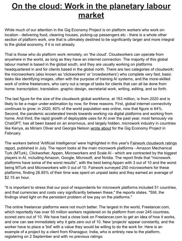 project_gig's tweet photo. The Gig Economy Project weekly newsletter is out!

This week we look at cloudwork: whether you're a microworker on MTurk or a writer on freelancer[dot]com, building worker unity in a global labour market is difficult but necessary.

Get GEP's newsletter:  https://t.co/GF8A2WaPUi https://t.co/RT8W99miEz