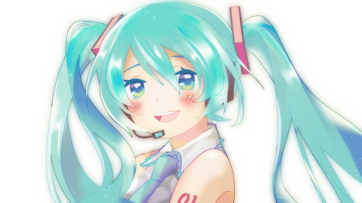 初音ミク「はにかんだ笑顔の初音ミクさんを描きました。 」|milktea＋のイラスト