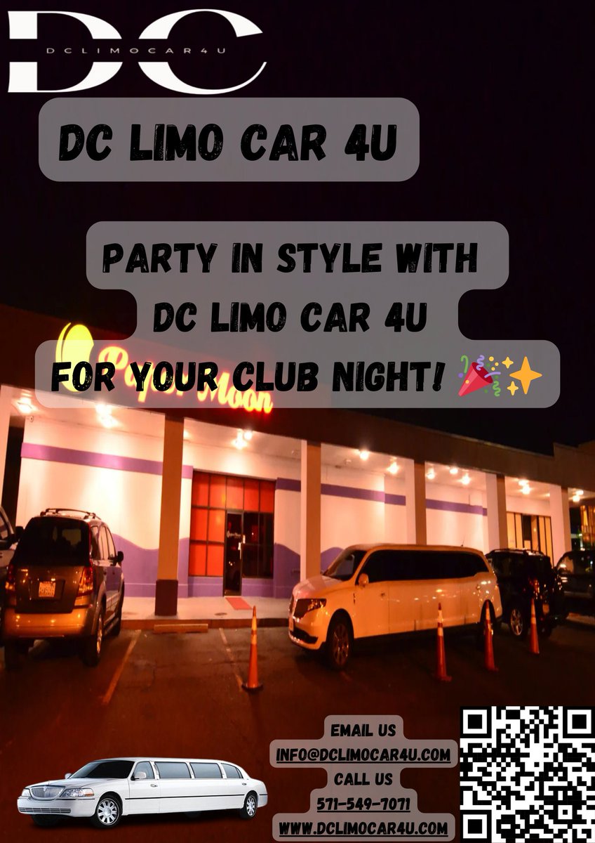 Party in Style with DC Limo Car 4U for Your Club Night!  Our DC Limo Car 4U service is here to add luxury and glamour to your night out. Book your ride now and let's make it a night to remember. #DCNightlife #LimoParty #ClubLife #dclimocar4u