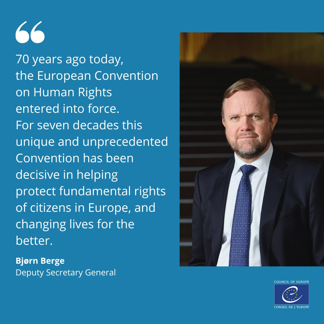 The European Convention on Human Rights is unprecedented in safeguarding the rights of everyone.  All of us can take great pride in it.  
#ECHR #HumanRights