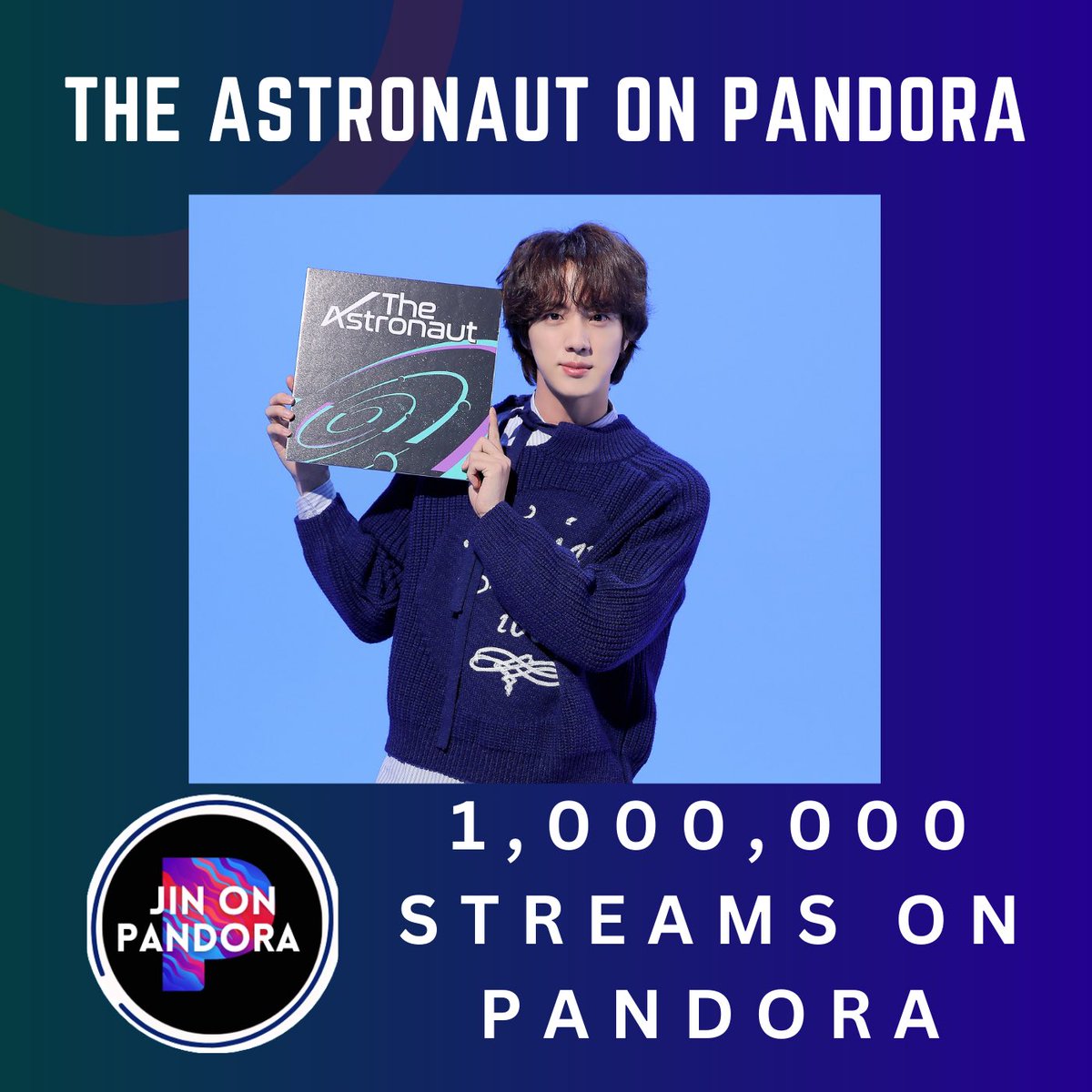seokjinism1's tweet photo. The Astronaut has reached 1 million streams on Pandora

CONGRATULATIONS JIN

#방탄소년단진 #JIN #BTSJIN #TheAstronaut https://t.co/2QfwBr5ixG