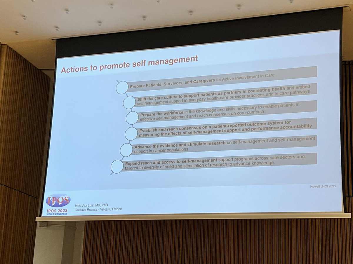 bogda_koczwara's tweet photo. @ines_vazluis argues for cultural and societal change in self management in cancer.  Mentions paper by @HowellDoris48 and colleagues. #IPOS23 https://t.co/Mx4vj1Lv0B