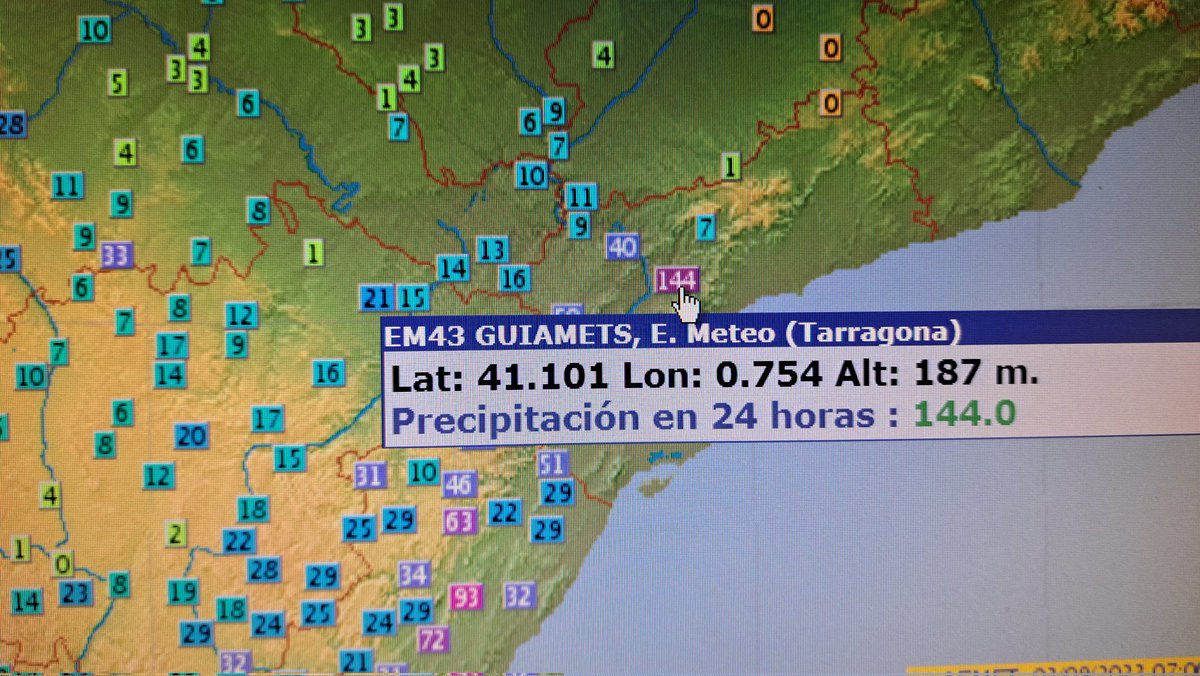 climadelleida's tweet image. Les precipitacions han estat molt intenses i quantioses a l'extrem sud de Catalunya entre 50 i 214 L/m².
Els 214 L/m² a Alcanar sud Tarragona.
Diumenge, 3 de setembre'23