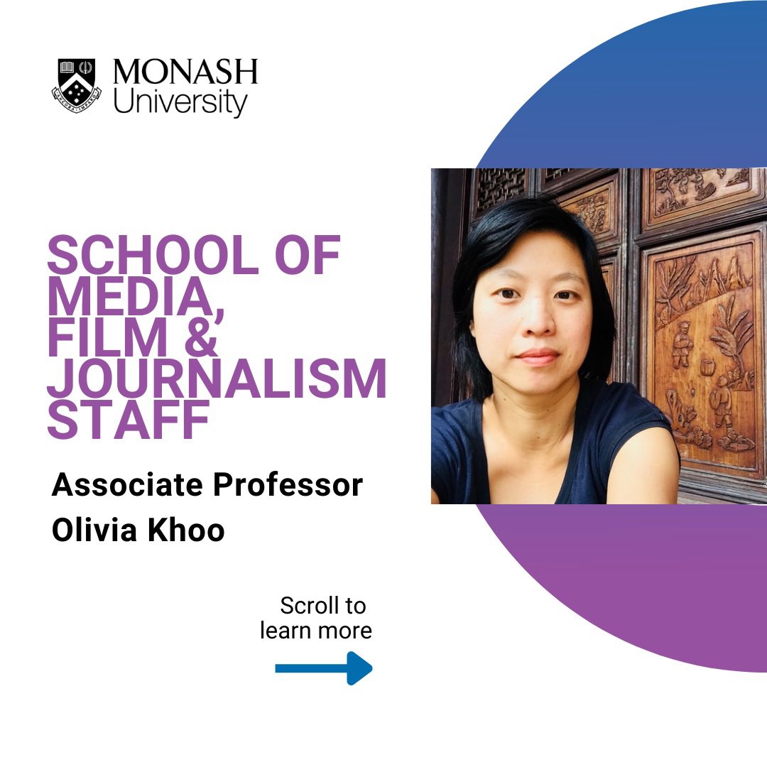 mfjmonash's tweet photo. This week we would like to introduce you to Associate Professor and Head of #FilmandScreenStudies Olivia Khoo. Olivia is co-editor of four volumes including @routledgebooks Handbook of New Media in Asia, and Futures of Chinese Cinema.
🧵(1/2) https://t.co/FsPT1ehs0T