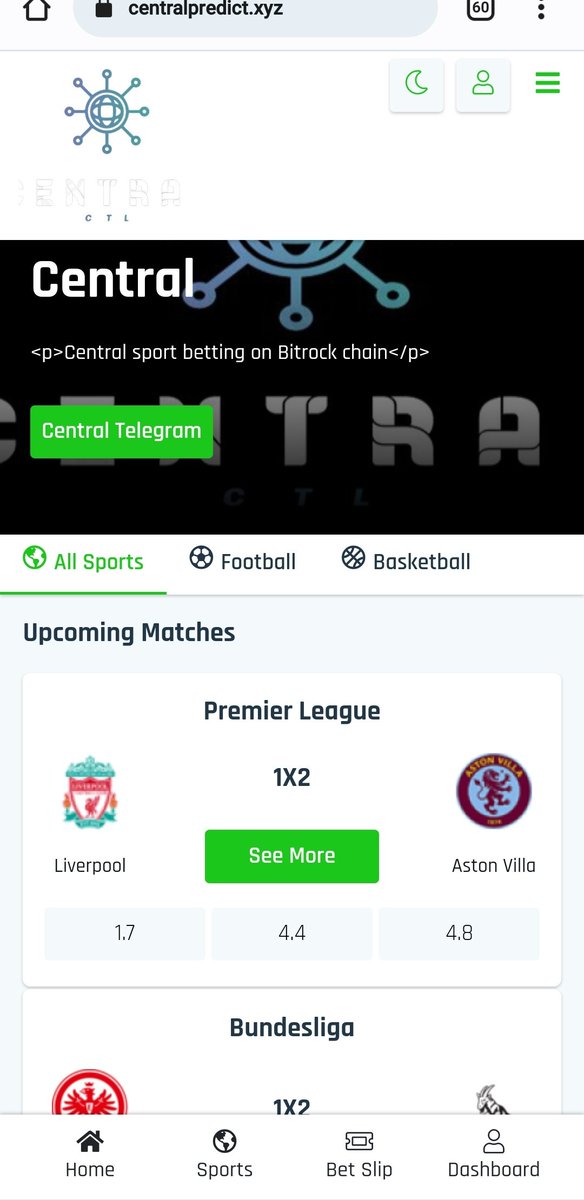 centraltokenH's tweet photo. Central Sportbet website is now live 
You can deposit and play gamed and also make withdrawal.

Link : https://t.co/xiKlzQt38h

Central CA: 0x4Bac6cd5fb1E420DB58A03523 A46345dE2bCF586

Tg : https://t.co/Xt7A7o62WK
@BitRockChain @BitrockCalls #bitrock #rockswap #central #kyc https://t.co/Rce3LH1W1Q