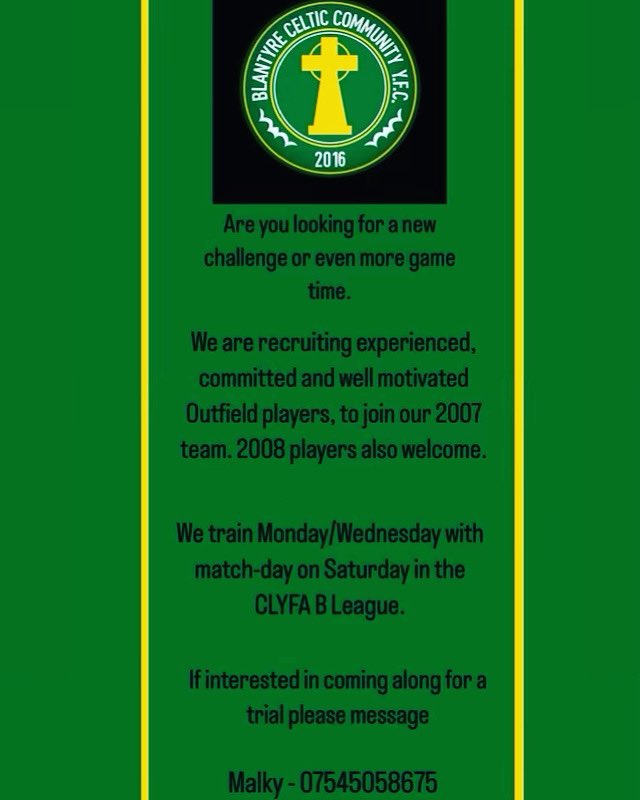 Our 2007’s team are recruiting. If you are 2007 or 2008 looking for a new challenge or more game time then please get in touch through DM or the number below ⚽️