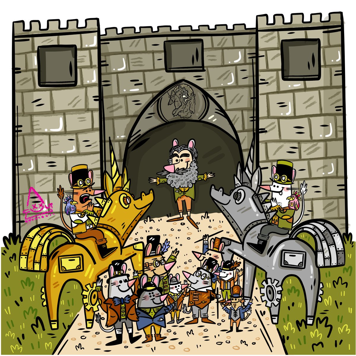 1/2 
The <a href="/trevorjonesart/">Trevor Jones 🎨</a> #CastleParty2023 is upon us and we are delighed to announce the winner of #CastlePartyGerbil  
Congratulations <a href="/thirdman_gareth/">Gareth Bedford / thethirdman.eth</a>  for a fantastic entry, your vision has been brought to life!
nonfungerbils.com/castlepartyger…