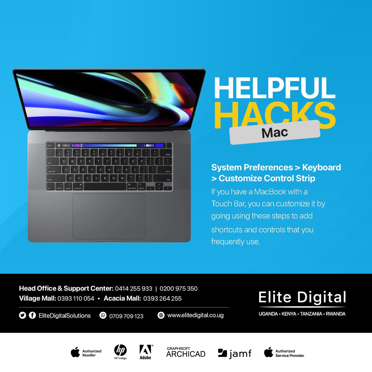 EliteDigitalUG's tweet image. Customize your Macbooks’s Touch Bar to your needs.

Tailor your shortcuts and controls with these simple easy steps.

#BuyEliteBuyGenuine #MacBookHacks