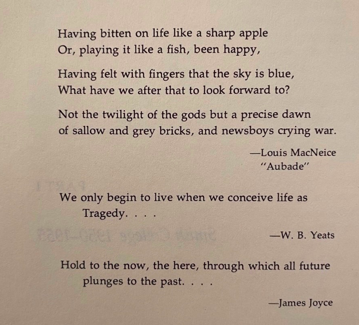 Louis MacNeice died 60 years ago OTD. Sylvia Plath began her first journal with epigraphs taken from MacNeice, WB Yeats and James Joyce.