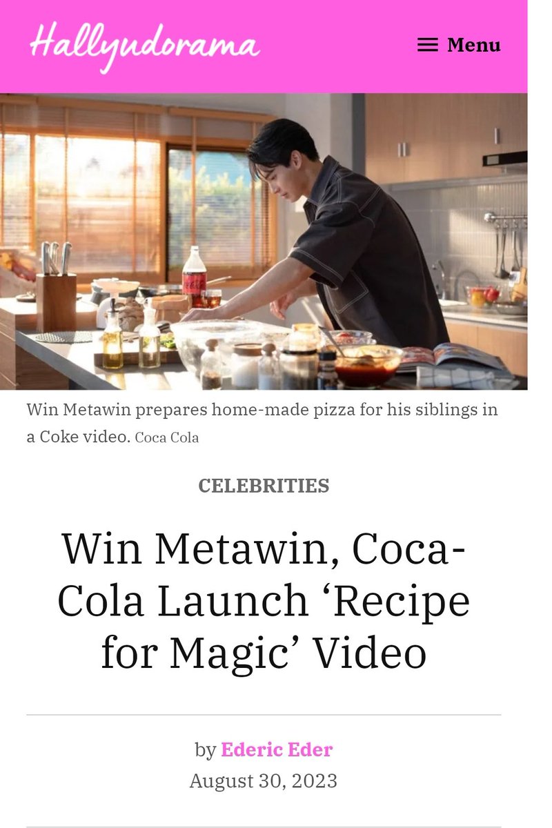 win_trend's tweet image. 📰 Win Metawin, Coca-Cola Launch ‘Recipe for Magic’ Video — by Hallyudorama

🔗hallyudorama.com/win-metawin-co…

#WINxCocaCola #CocaCola 
#RecipeForMagic #สูตรสำเร็จมื้อพิเศษ
#winmetawin @winmetawin