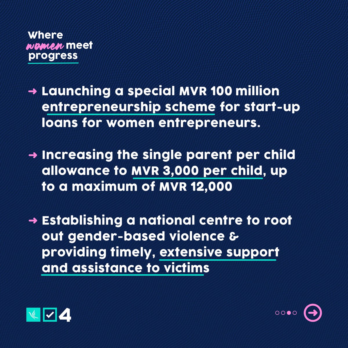 ZuvanungeRaajje's tweet photo. Women 🤝🏾 Progress

Swipe through 👉🏾 for some key  #ahenungeraajje pledges 

#zuvaanungeraajje https://t.co/hCrVTA9jRo