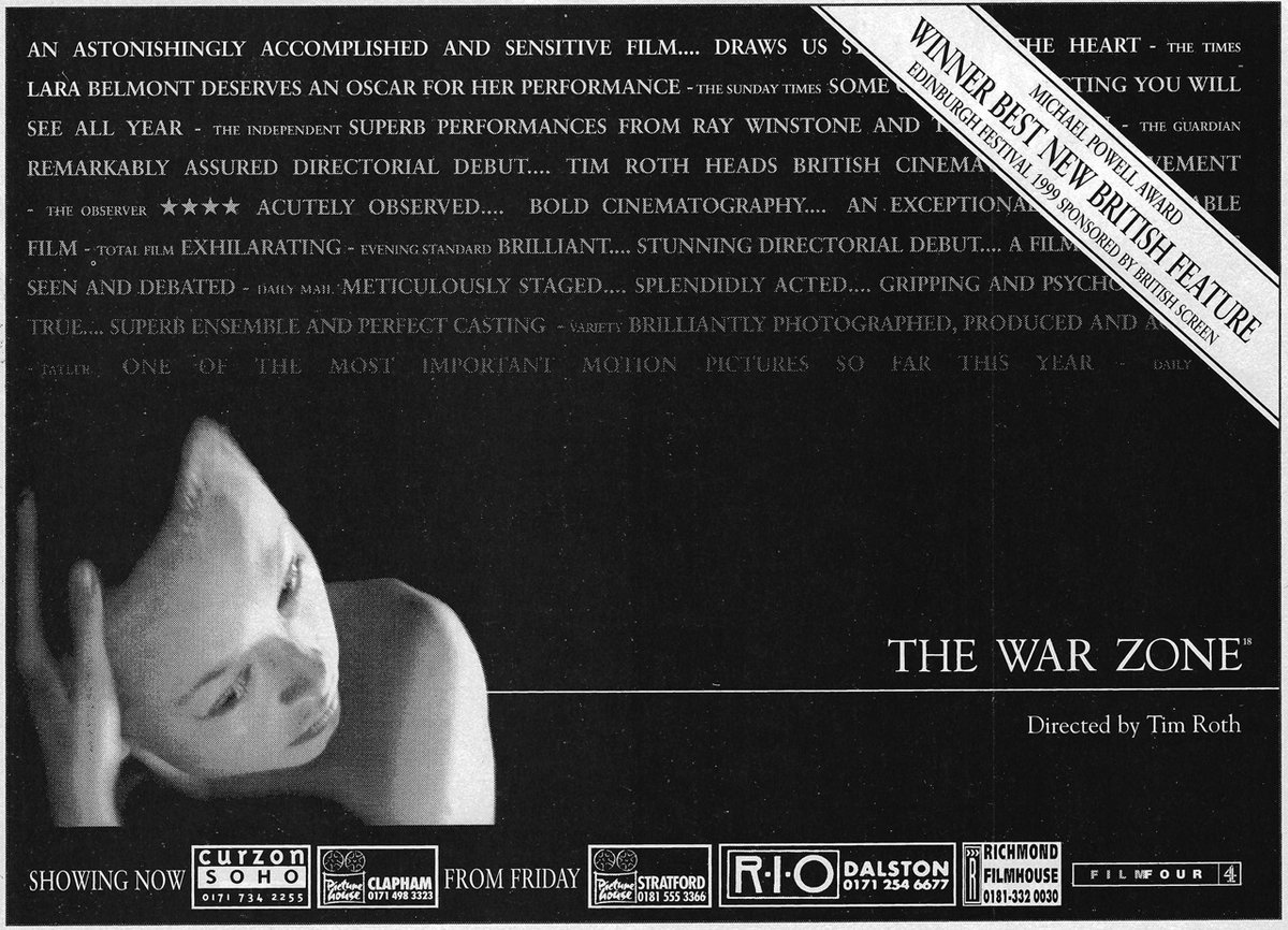 Mag1cH0ur's tweet image. On this day, September 3rd, 1999, Tim Roth's THE WAR ZONE starring Ray Winstone, Annabelle Apsion and Kate Ashfield, opened in London.
The film also featured a great score by @thesimonboswell ..