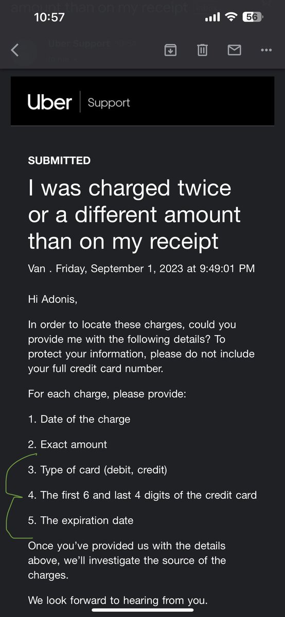 luckyspartan102's tweet photo. @Uber_Support what kind of privacy measures are these Uber??! I am trying to get a simple refund and you are asking me for my card details ?!? https://t.co/isRPq37rMU