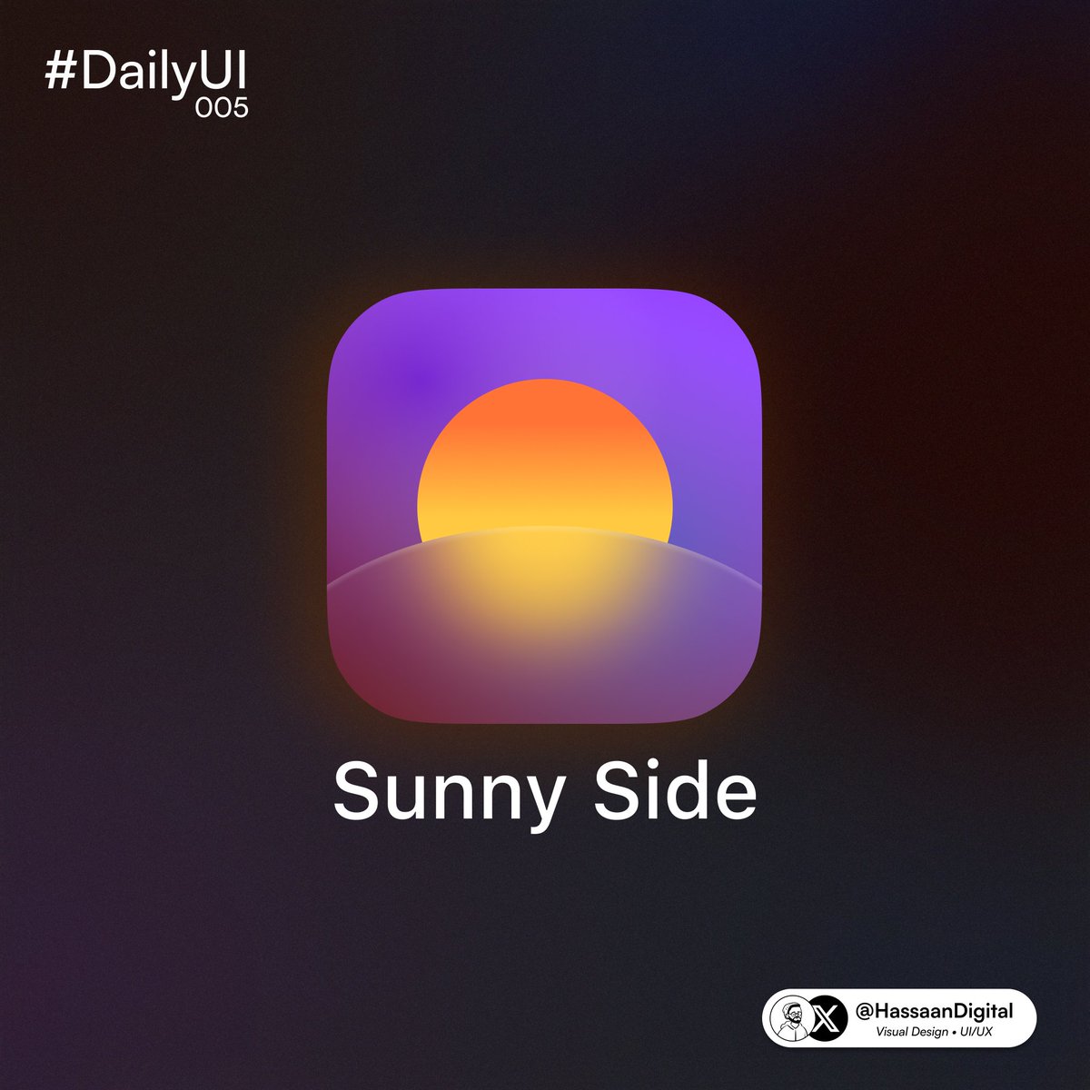 HassaanDigital's tweet image. 👨🏾💻 Daily UI Design - 005 🚀
'Sunny Side' - App Icon Design 📱☀️
@DailyUI #DailyUI #UIUXDesign #iOSDesign #Figma
