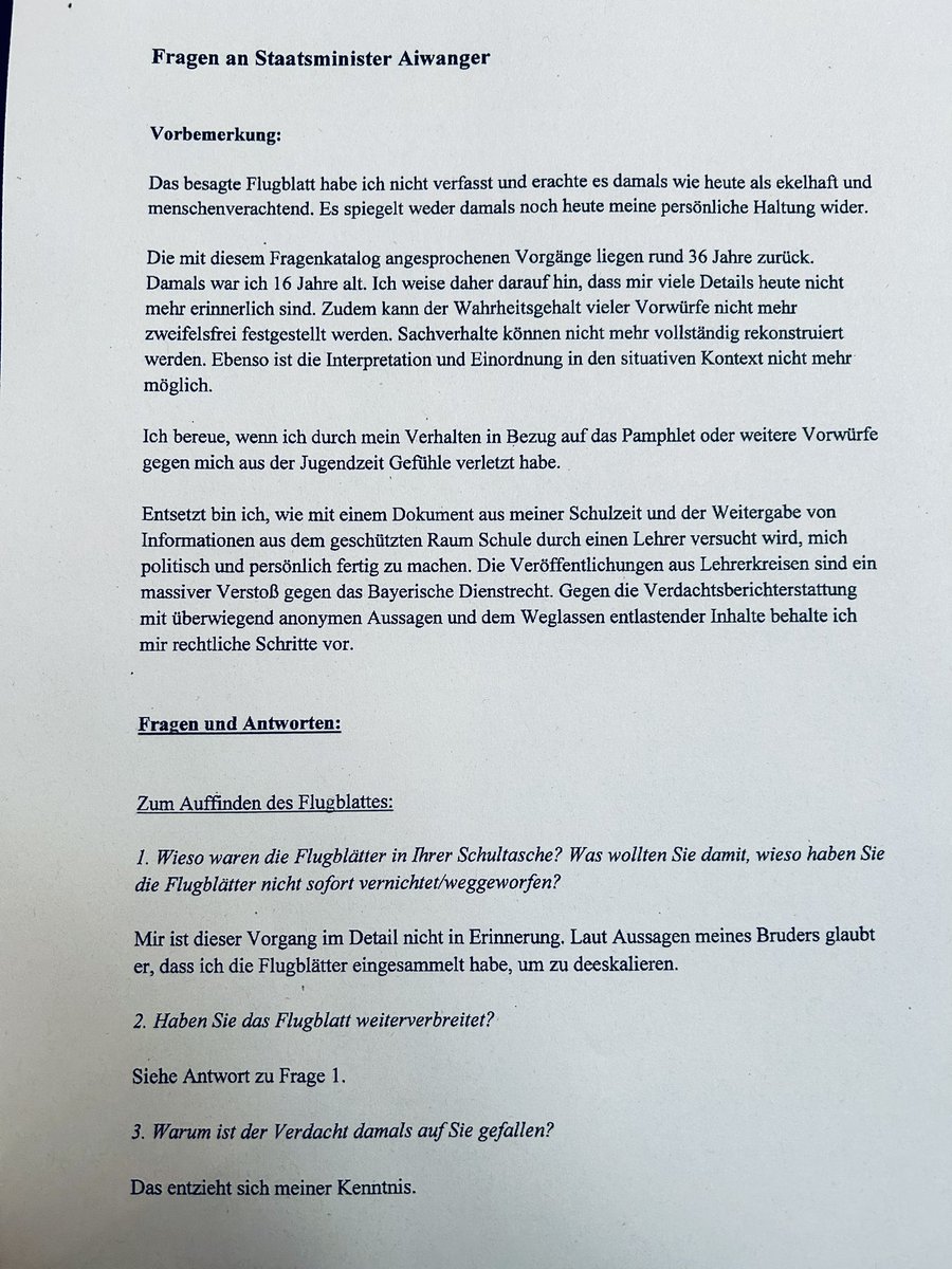 StefanLeifert's tweet image. Die 25 Fragen von Markus Söder an Hubert #Aiwanger und dessen Antworten: