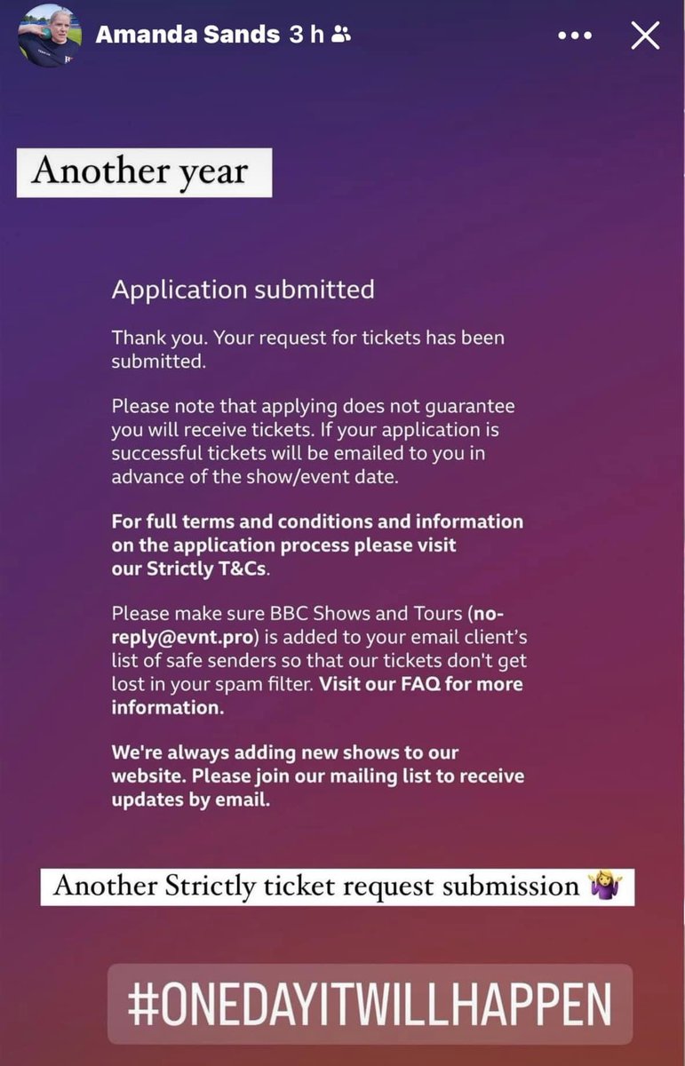 If any of my friends have a contact at the <a href="/BBC/">BBC</a>, yours &amp; their help would be much appreciated. Hopefully we can get this arranged 🤞<a href="/TessDaly/">Tess Daly</a> <a href="/ClaudiaWinkle/">Claudia Winkleman</a>