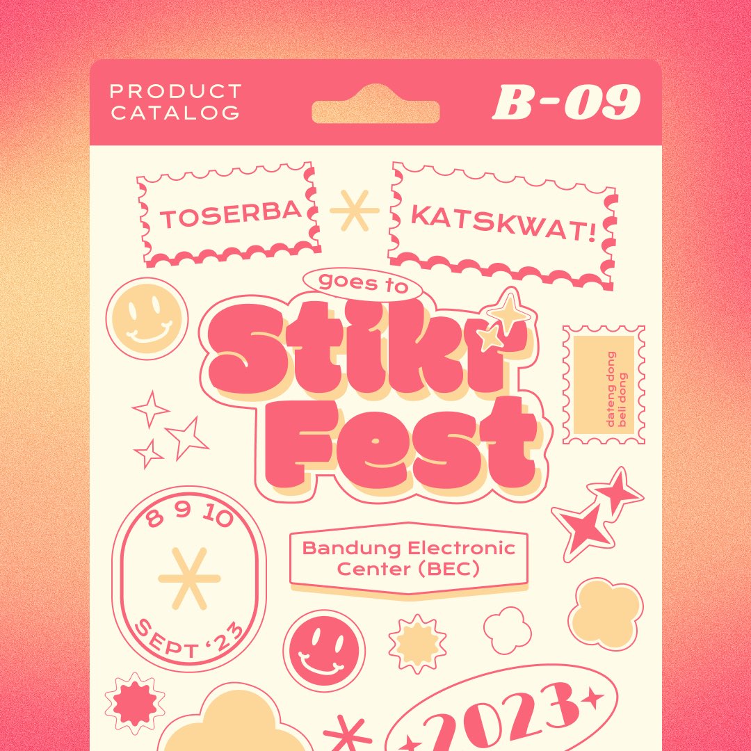 toserbaes's tweet photo. Catch us and our friends from KATSKWAT! at STIKRFEST where we’ll be making it rain with our stickers!
Visit us at booth B-09, Istana BEC, Bandung!
From the 7th to 10th September (Fri-Sun)
#stickrfest #salamtempel https://t.co/Eqo6mH3n0X