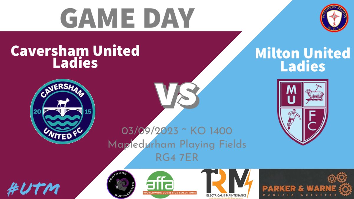 MiltonUtdLadies's tweet photo. GAME DAY⚽️

Match days are back🎉 

We start the 23/24 season with a trip to Caversham this afternoon 

🆚 @CavershamUtdWFC 
🏆 @SthRgnWFL 
📍 Mapledurham Playing Field• RG4 7ER
📆 Sunday 03rd September
⏰ 1400 Kick off

#UTM #Ladiesfootball #grassrootsfootball https://t.co/u3Clz00cEv