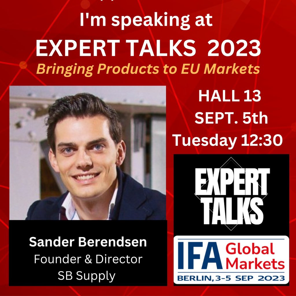 "Thrilled to be speaking at Expert Talks at <a href="/IFA_Berlin/">IFA Berlin</a>, where we'll be discussing strategies for bringing products to EU markets. Join me as we explore the opportunities, challenges, and best practices in navigating the European market.  #ExpertTalks #IFA2023