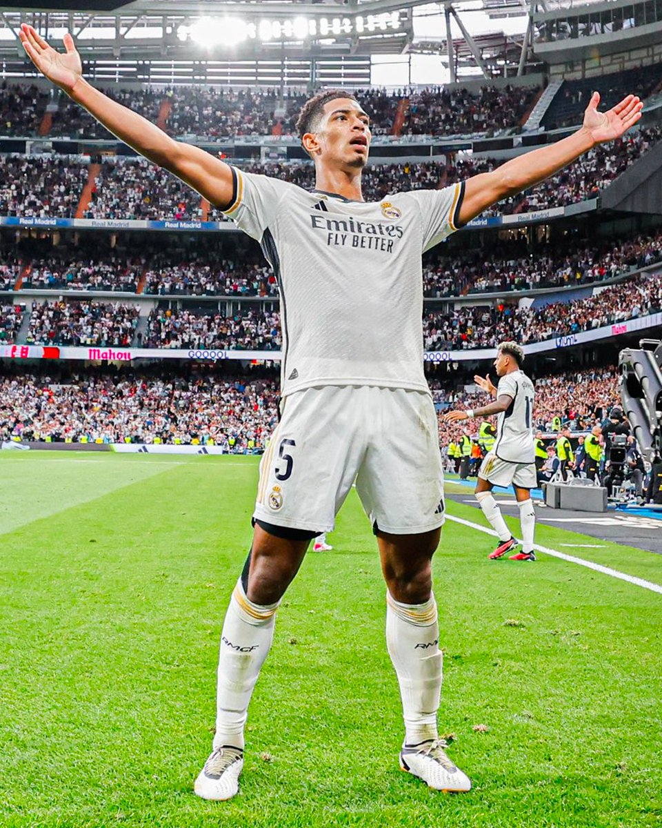 sportbible's tweet photo. 🗣️ Jude Bellingham on his last minute winner for Real Madrid: “The moment of the goal is the loudest I have ever heard. 

"When they (the fans) sang 'Hey Jude' I wanted to stop and listen to them. My legs were shaking. 

“They signed me for moments like that.” https://t.co/0ZUMpZlUhy