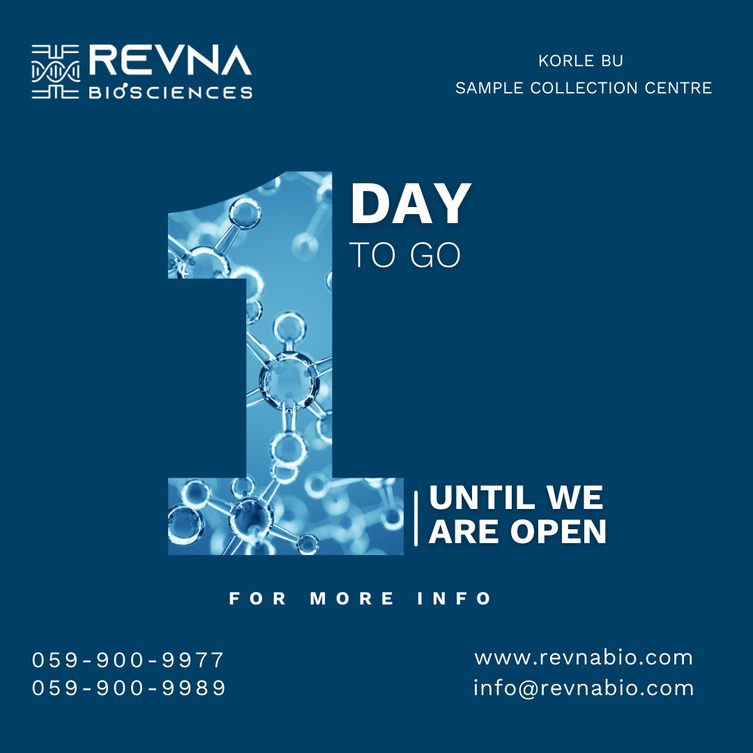 RevnaBio's tweet photo. RevnaBio’s Korle Bu Sample Collection Centre opens tomorrow! Get ready to experience the future of #molecular #diagnostics, right here in Accra. We offer a wide range of tests with unmatched turnaround times. Come visit us!
#GoodScienceForAll #RevnaBiosciences #PrecisionMedicine https://t.co/FVP90PsMTr