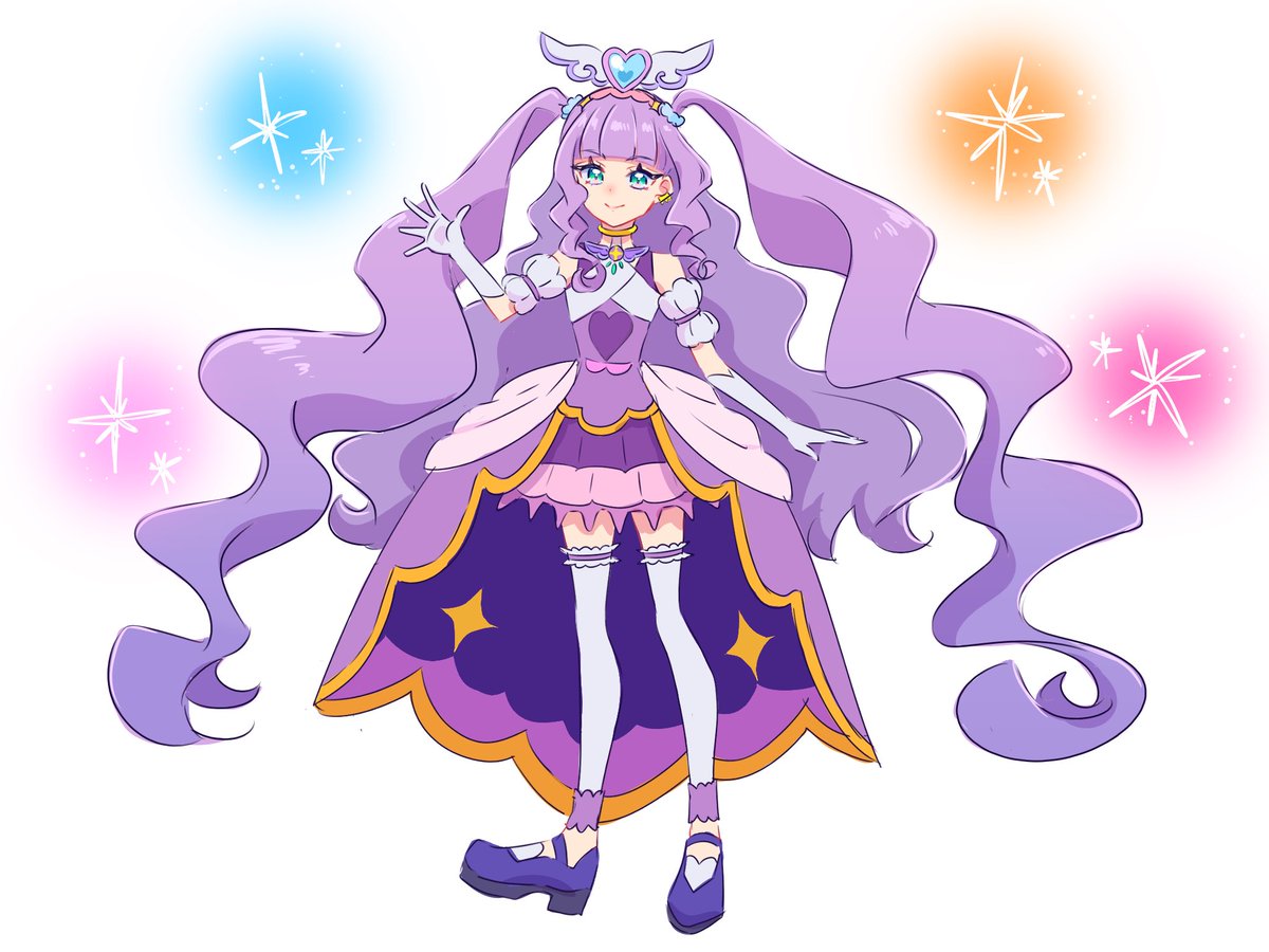 1girl solo long hair thighhighs gloves purple hair magical girl  illustration images
